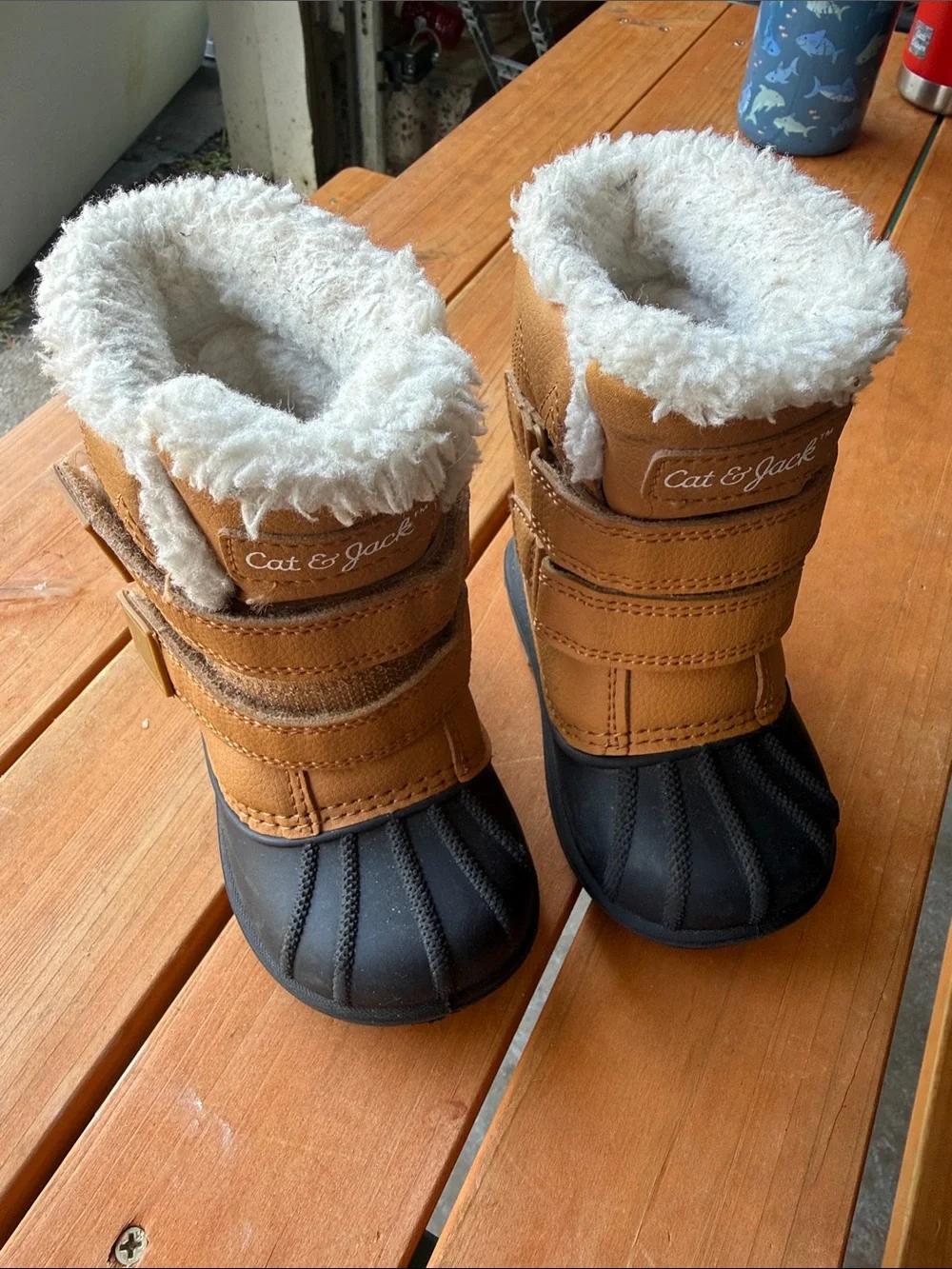 Cat & Jack Kids Tan and Black Fleece-Lined Winter Boots